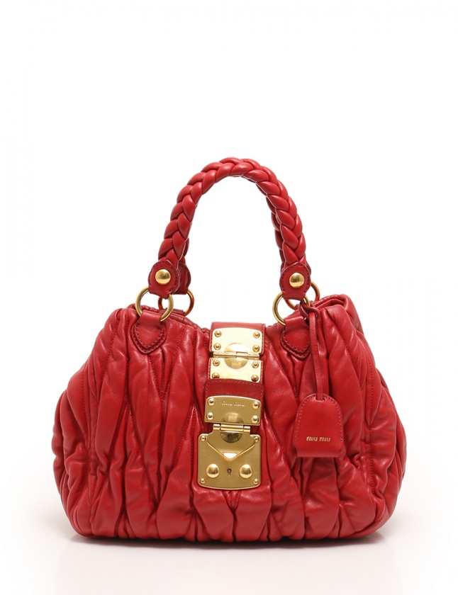 ミュウミュウ miumiu ハンドバッグ ショルダーバッグ マテラッセ 赤 
