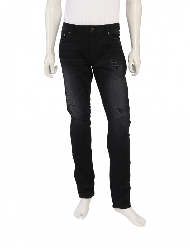 サンローラン パリ SAINT LAURENT PARIS ブラックデニムパンツ 黒 33 