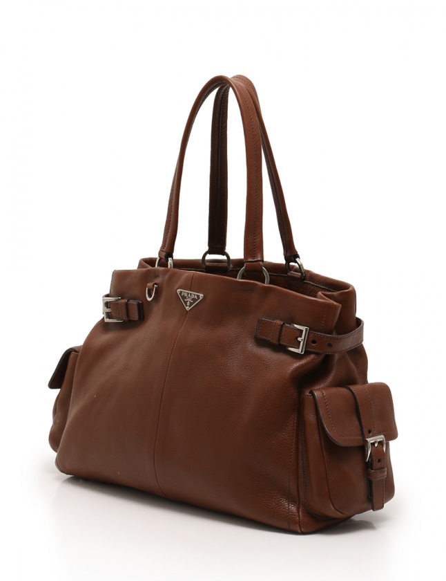 プラダ トートバッグ 茶 1703 プラダ PRADA トートバッグ 茶 BR2703 レザー VITELLO DAINO S