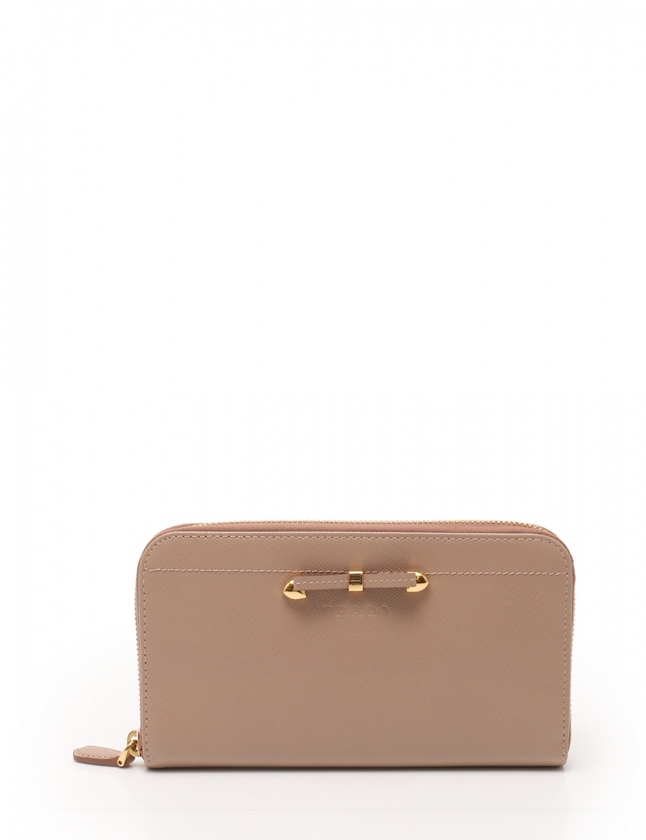 プラダ PRADA ラウンドファスナー長財布 ベージュ 小物 サフィアーノ 