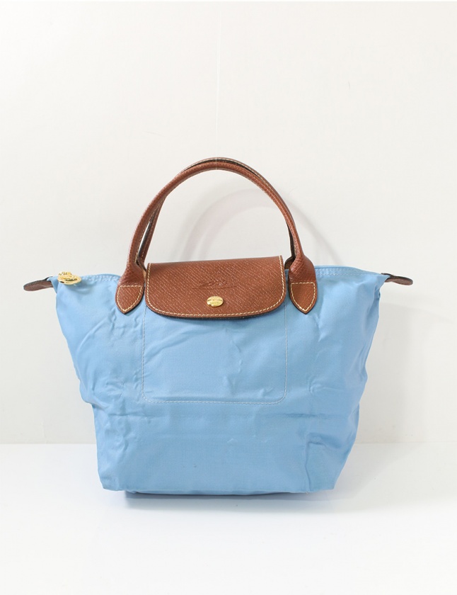 ロンシャン LONGCHAMP トートバッグ ル プリアージュ S 水色 茶  
