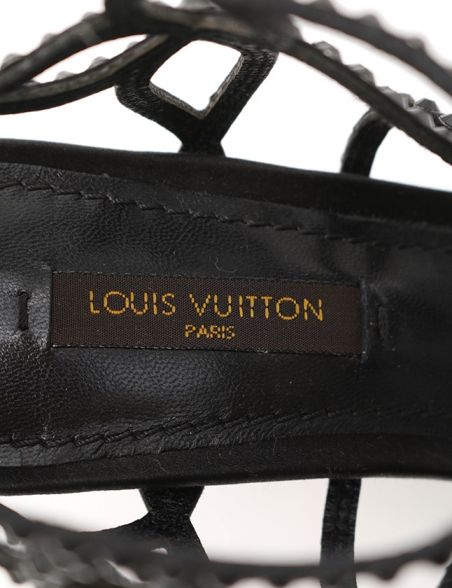 LOUIS VUITTONルイヴィトン　ブラックサンダル35(22.5) ルイヴィトン LOUIS VUITTON サンダル ヒール 黒 35 シューズ
