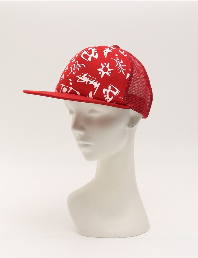 ステューシー STUSSY キャップ 帽子 赤 小物 総柄 メッシュ メンズ 114 