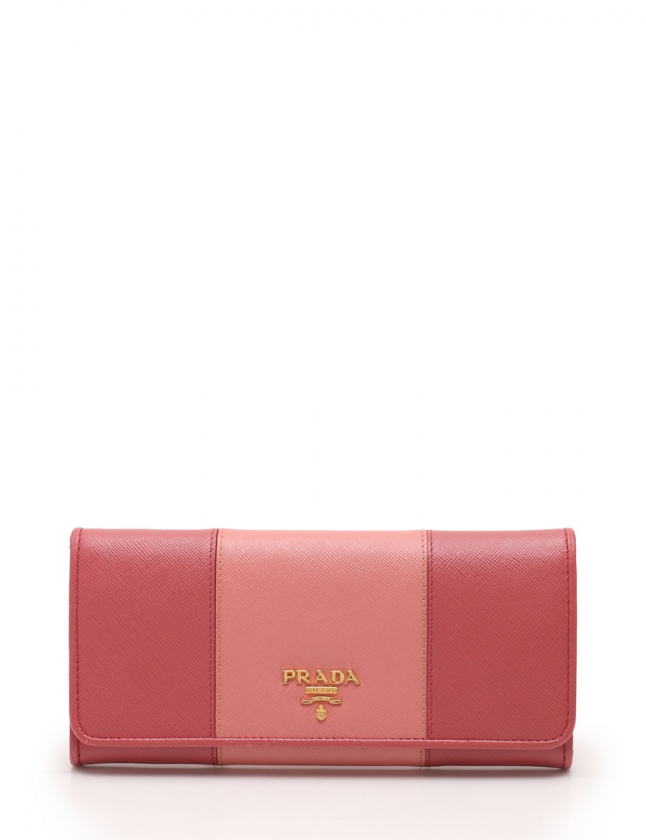 プラダ PRADA 二つ折り長財布 コンチネンタル ピンク ライトピンク 