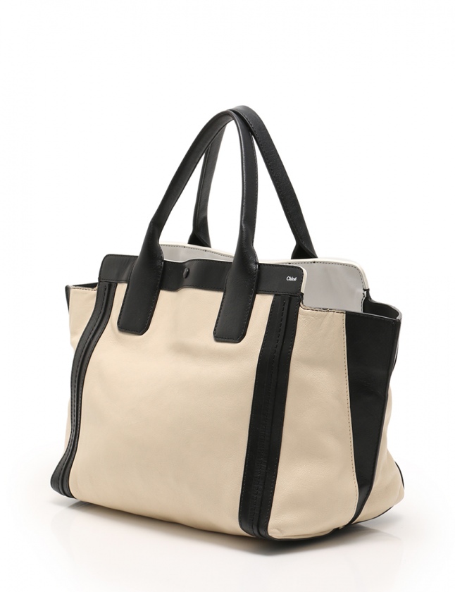 クロエ Chloe トートバッグ アリソン レザー アイボリー×黒 バッグ
