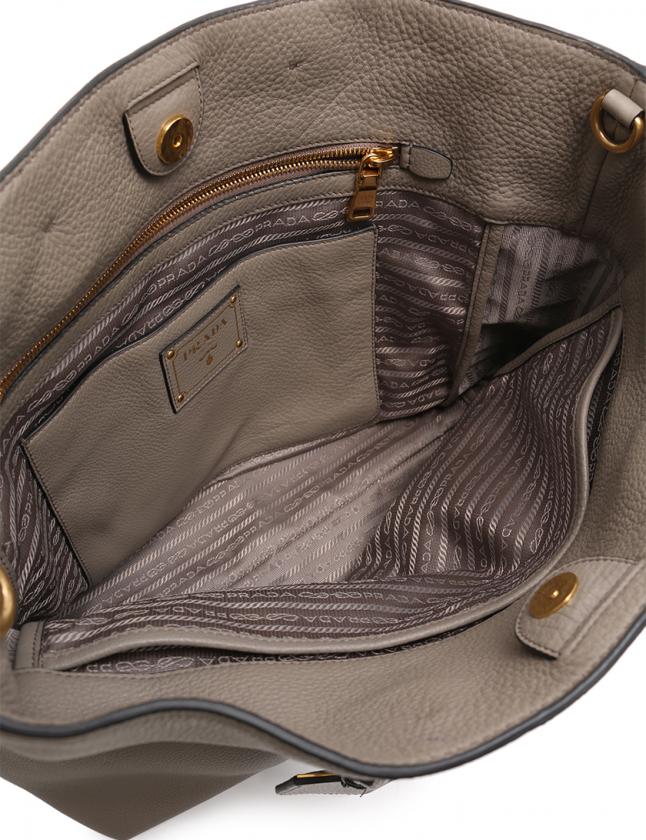 PRADA グレー トートバッグ1BG865 Prada Gray Vitello Phenix Shopping Tote Bag – Queen Bee of