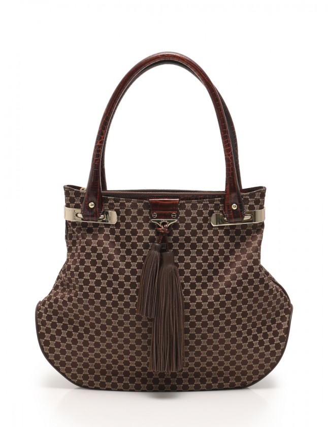 セリーヌ CELINE ショルダーバッグ マカダム ダークブラウン ベージュ 