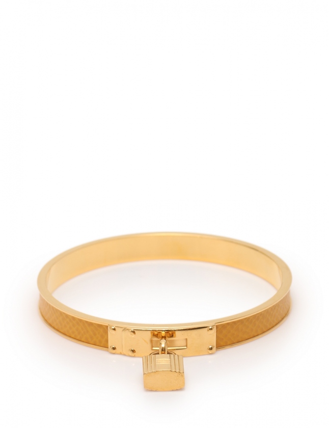 エルメス HERMES バングル ケリー ゴールド 黄 アクセサリー レザー