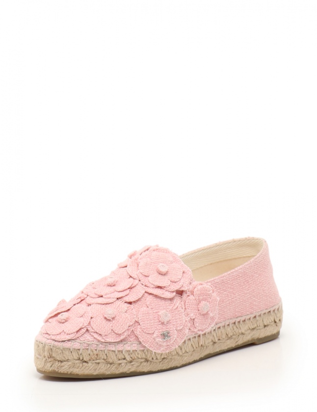 シャネル CHANEL エスパドリーユ カメリア ピンク 37 シューズ 23cm  