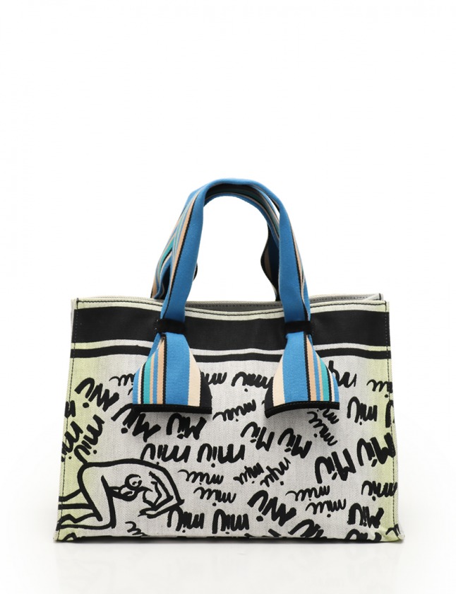 ミュウミュウ miumiu トートバッグ ショルダーバッグ グレー 黒 水色  