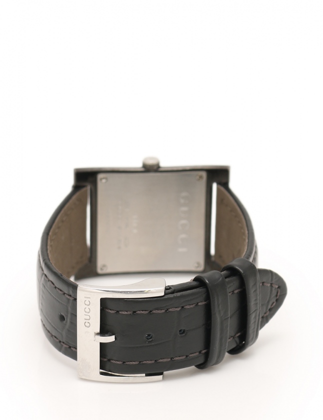 グッチ GUCCI 腕時計 クオーツ 黒 111J/YA111404 SS レザー サファイヤ 