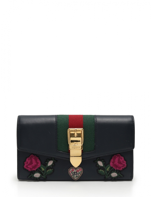 グッチ GUCCI 二つ折り長財布 シルヴィ エンブロイダリー 