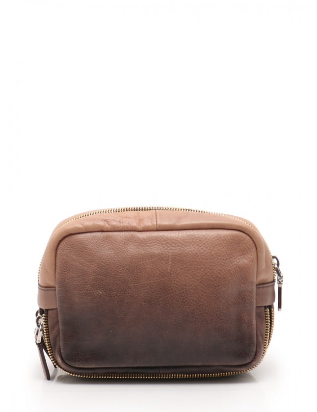 プラダ PRADA クラッチバッグ ダークブラウン ベージュ BP0156 レザー