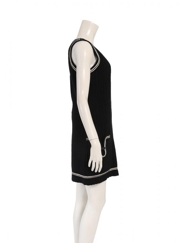 シャネル CHANEL ワンピース スポーツライン ニット 黒 白 36  