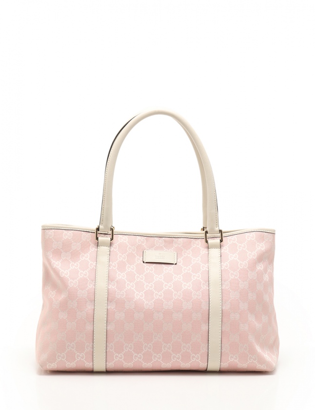 GUCCI グッチ GGキャンバス トートバッグ チャーム付き ピンク×ホワイト GUCCI グッチ GGキャンバス トートバッグ チャーム付き ピンク×ホワイト