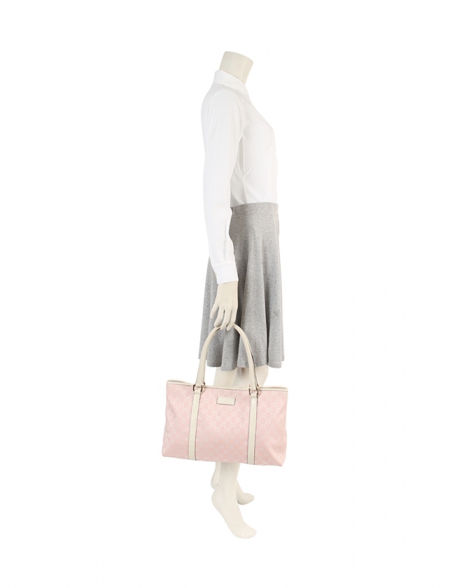 グッチ GUCCI トートバッグ ピンク アイボリー 257302 GGキャンバス 