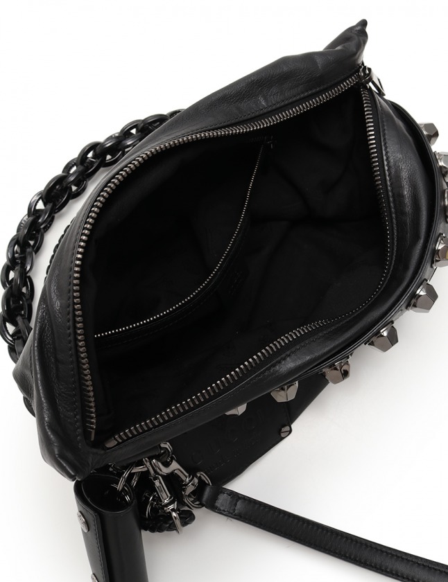 グッチ GUCCI ショルダーバッグ 黒 228565 レザー エナメル