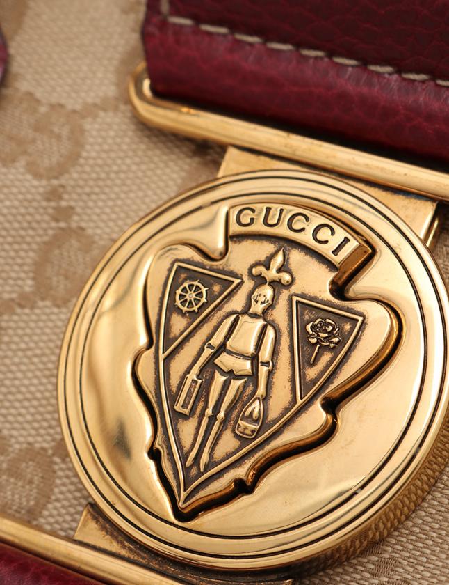 グッチ GUCCI ハンドバッグ GGキャンバス クレスト ベージュ ボルドー