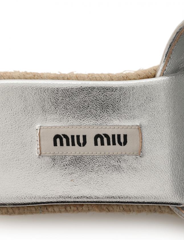 ミュウミュウ miumiu サンダル エスパドリーユ シルバー 35 シューズ