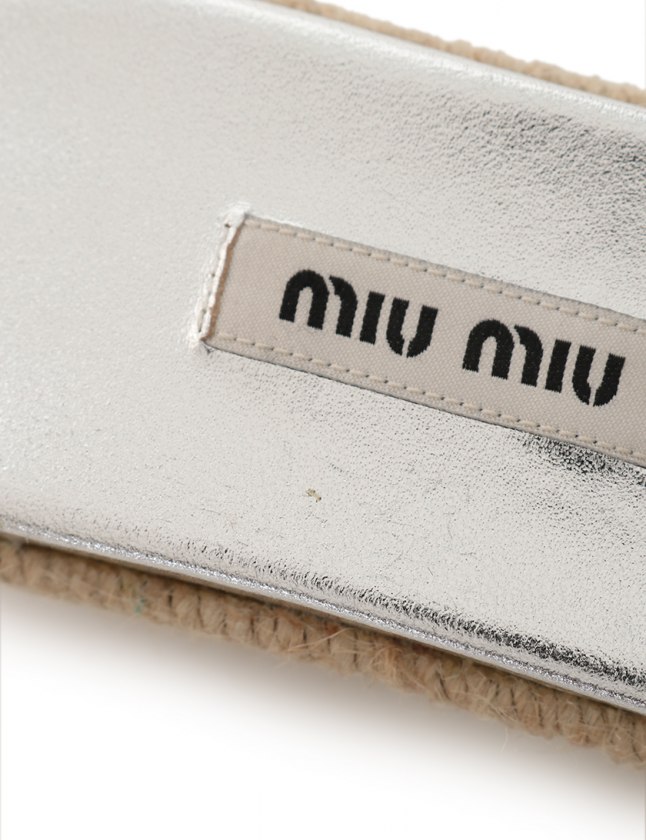 ミュウミュウ miumiu サンダル エスパドリーユ シルバー 35 シューズ