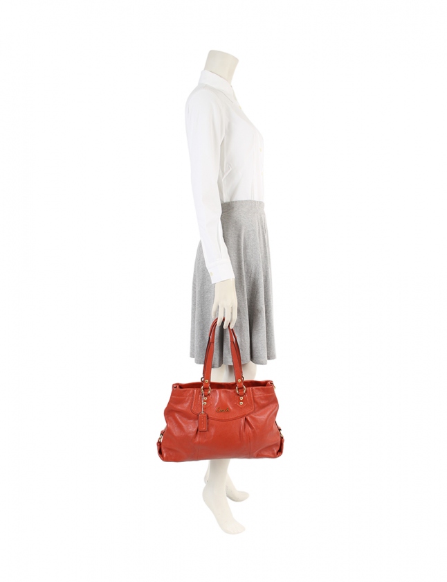 美品　COACH　2WAYトートバッグ　本革　オレンジ　ブラウン　タグ付未使用品 COACH - コーチ／COACH バッグ トートバッグ 鞄 ハンドバッグ