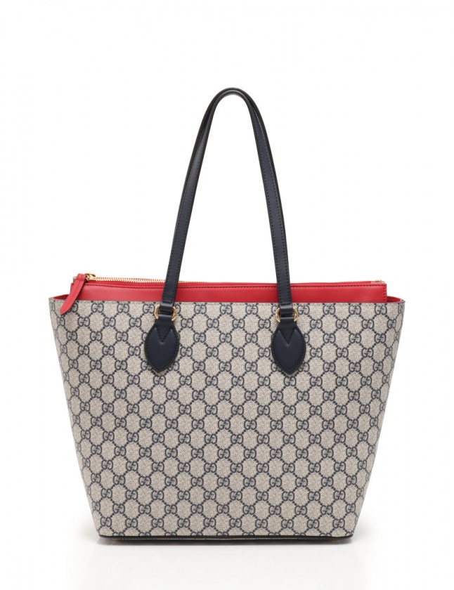 グッチ GUCCI トートバッグ GGスプリーム ネイビー アイボリー 赤 