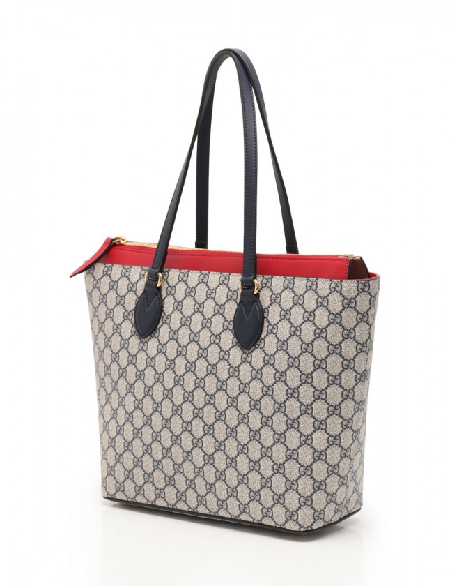 GUCCI GGスプリーム トートバッグ 415721 PVC レザー レッド