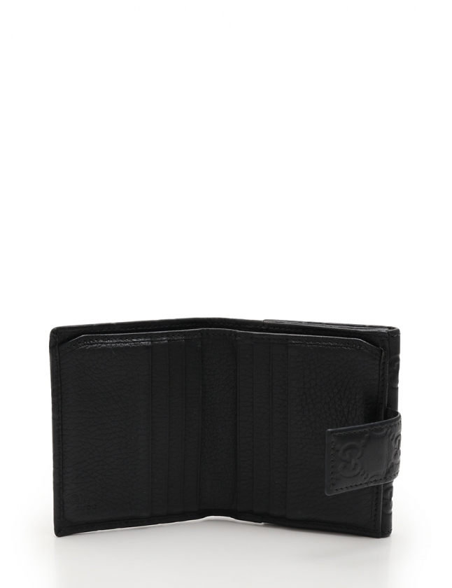グッチ GUCCI Wホック財布 ハートクレスト グッチシマ 黒 小物 レザー  