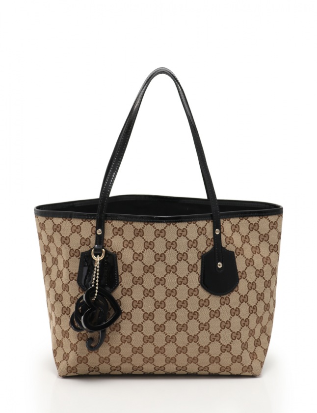 GUCCI トートバッグ キャンバスレザー グッチバック GUCCIチャーム