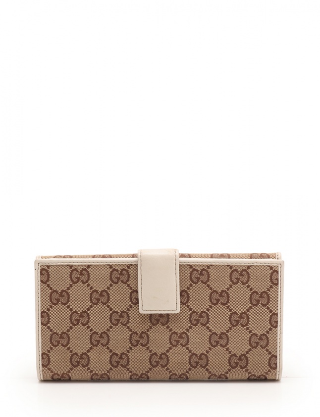 グッチ Wホック財布 レディース ＧＧキャンバス ブラウン×ベージュ 中古 グッチ 長財布 Wホック レディース ＧＧキャンバス ブラウン×ベージュ