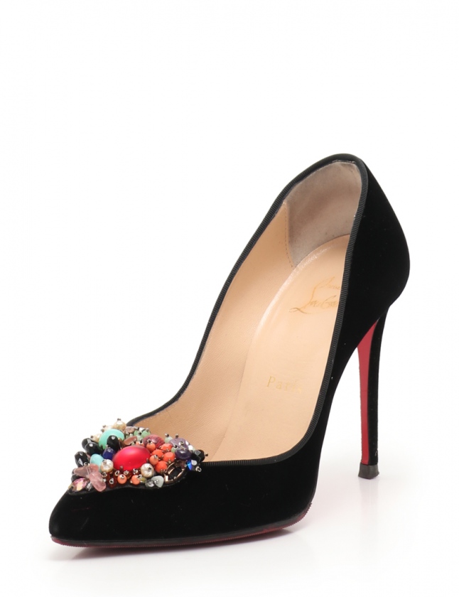 クリスチャンルブタン Christian louboutin パンプス ヒール 黒 マルチ 