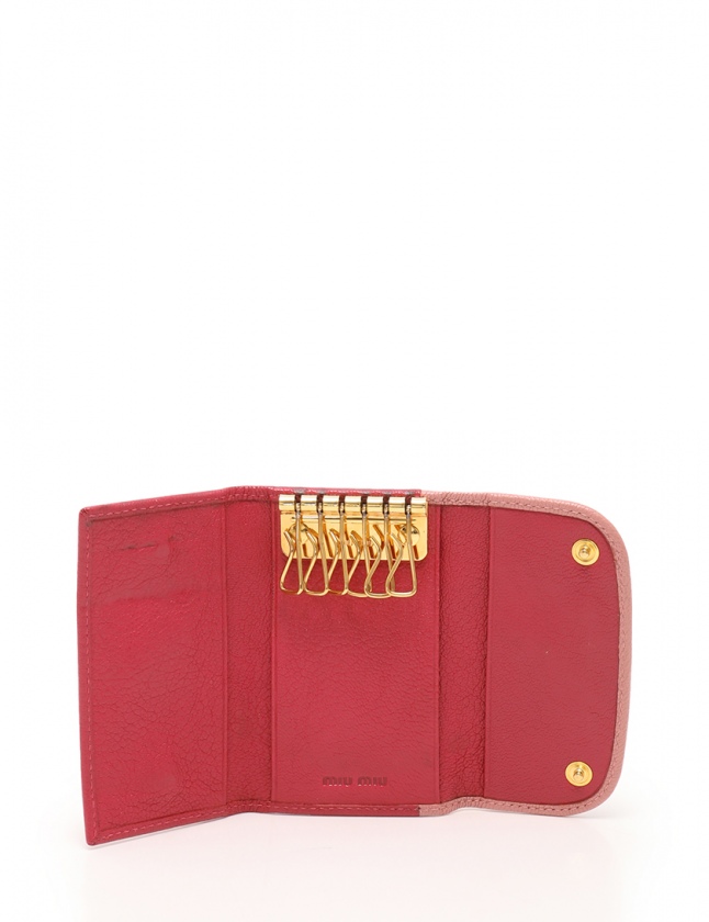 miumiu バイカラー リボン 財布 キーケース ピンク