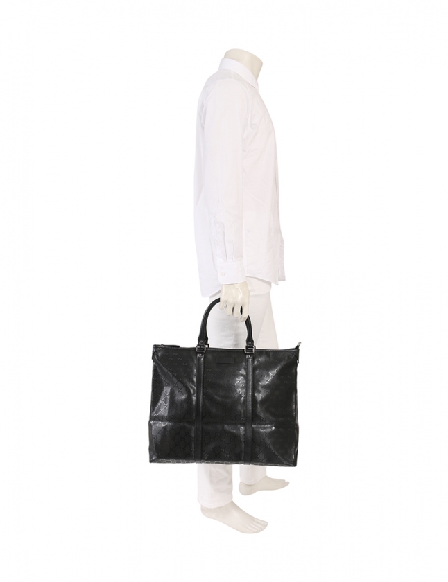 グッチ GUCCI トートバッグ GGインプリメ 黒 201482 PVC レザー メンズ  