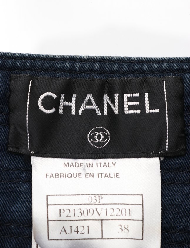 シャネル CHANEL デニムスカート ネイビー 38 ボトムス ミニ丈 台形