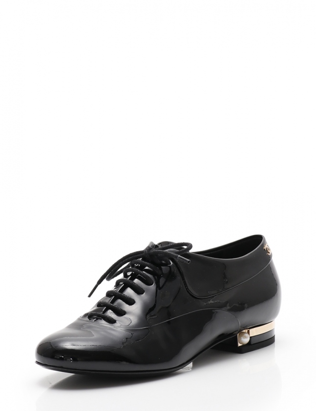 シャネル CHANEL ドレスシューズ レースアップシューズ ココマーク 黒  