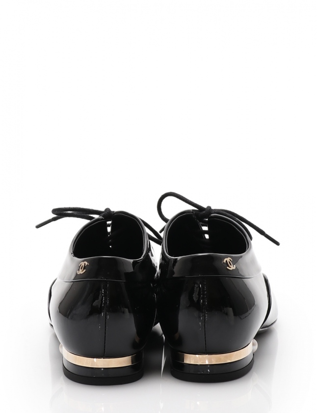 シャネル CHANEL ドレスシューズ レースアップシューズ ココマーク 黒  