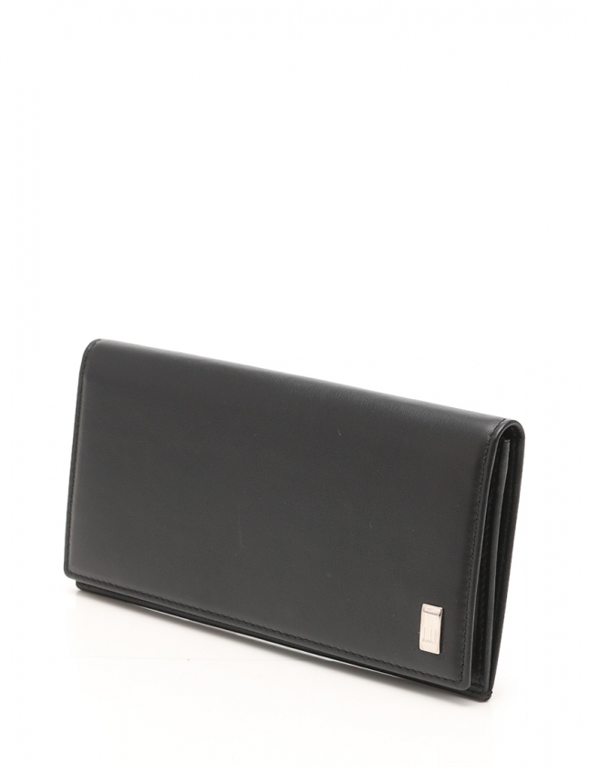 【dunhill】二つ折り　レザー長財布　ブラック　メンズ　QD1010A dunhill】二つ折りレザー長財布ブラックメンズQD1010A