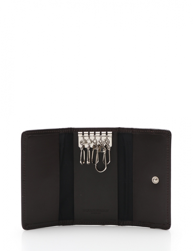 バーバリー BURBERRY 5連キーケース ベージュ ダークブラウン 赤 小物