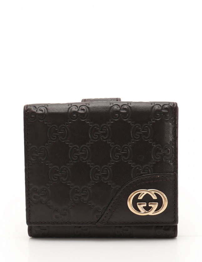 GUCCI グッチ Wホック レザー 黒 ブラック 二つ折り財布 財布 GUCCI グッチ Wホック 二つ折り財布 コンパクトウォレット