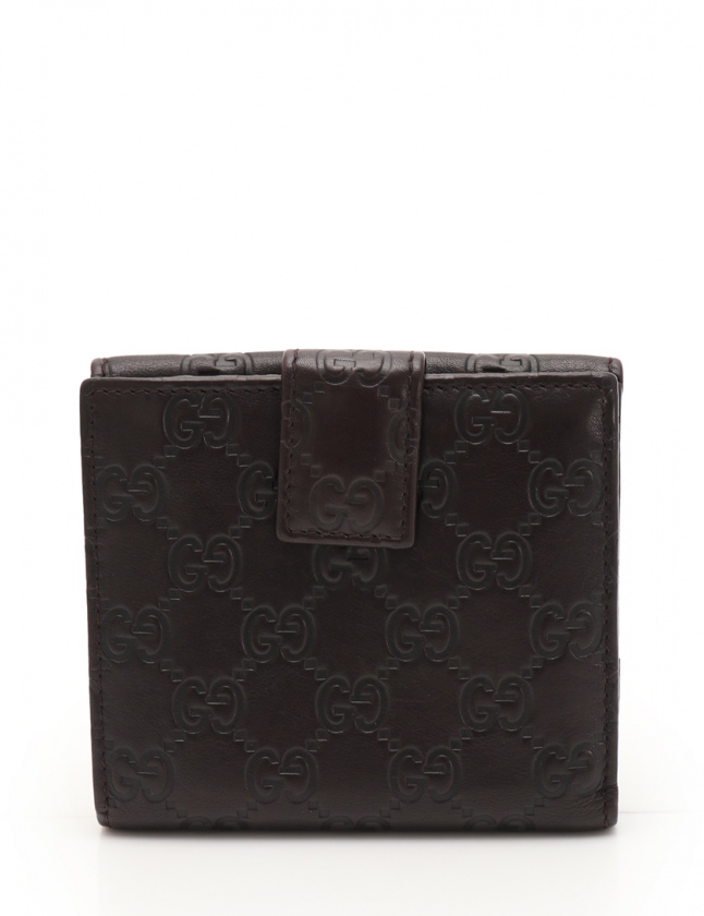 グッチ GUCCI Wホック 二つ折り 財布 グッチシマ 黒 小物 レザー