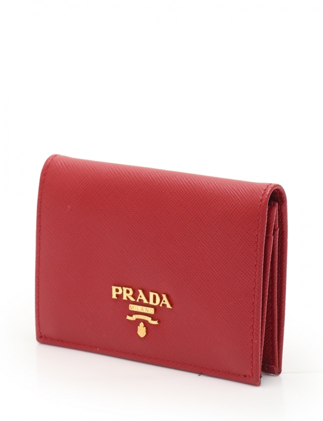 プラダ PRADA カードケース 赤 小物 サフィアーノレザー レディース 