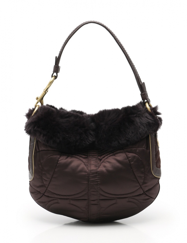 コーチ COACH ショルダーバッグ ダークブラウン 3586 ナイロン レザー 