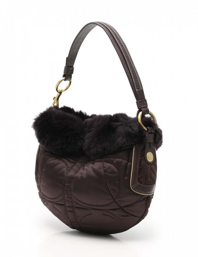 コーチ COACH ショルダーバッグ ダークブラウン 3586 ナイロン レザー 