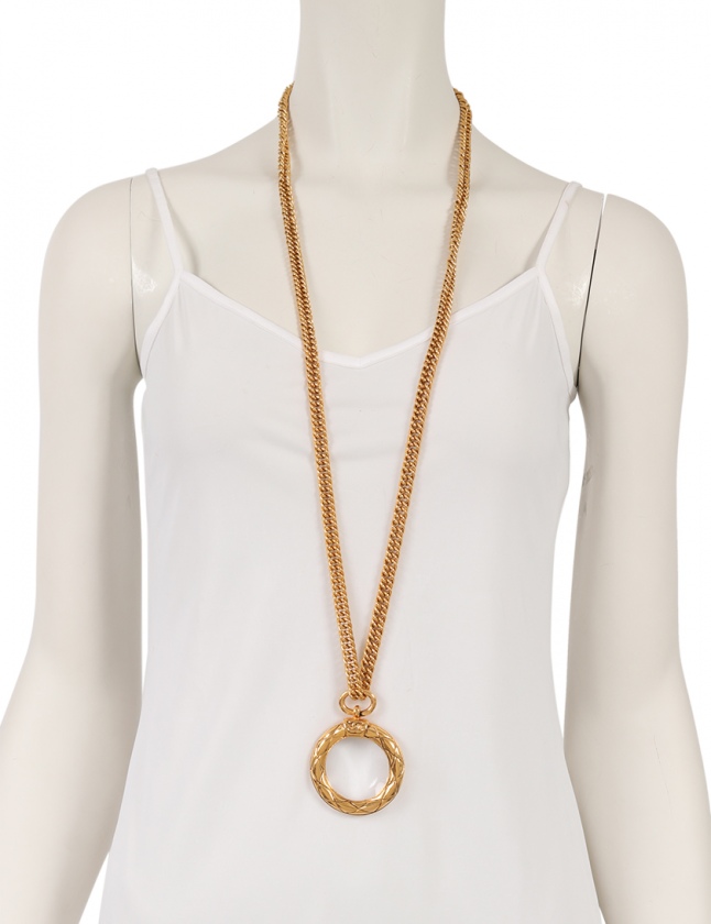 シャネル CHANEL ルーペネックレス マトラッセ ゴールド アクセサリー  