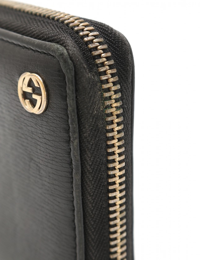 グッチ GUCCI ラウンドファスナー長財布 黒 小物 レザー 309705 ロゴ