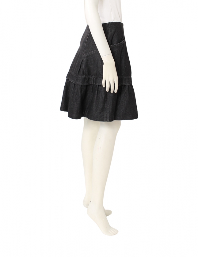 ミュウミュウ miumiu デニムスカート 黒 38 ボトムス ひざ丈 フレア  