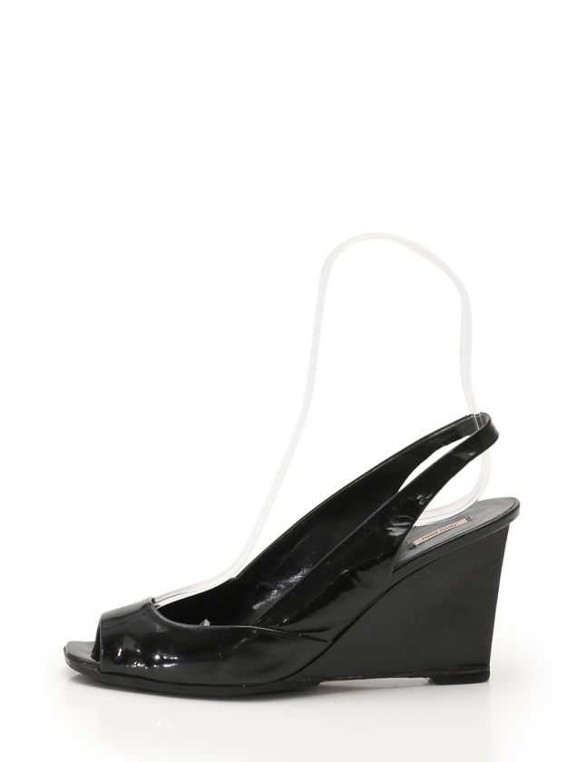 miumiu 黒いウェッジソールサンダル ミュウミュウ miu miu 編み込み