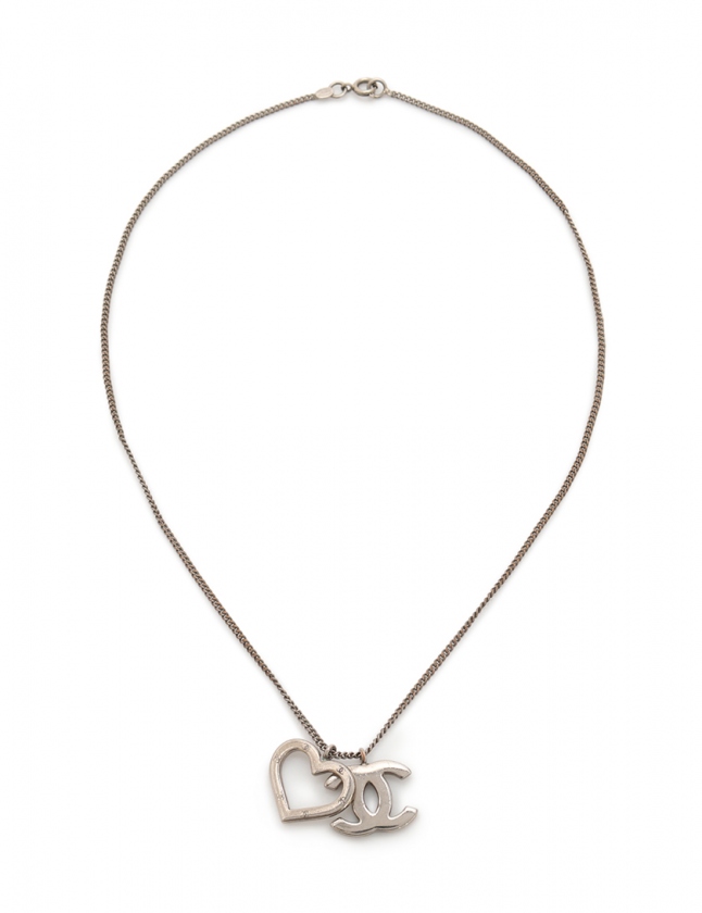 シャネル　ココマーク　ハート　シルバーネックレス　04P 美品　CHANEL CHANEL - CHANEL シャネル ネックレス ココマーク ハートの通販