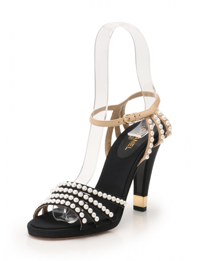 シャネル CHANEL バックストラップサンダル ヒール ココマーク 黒  