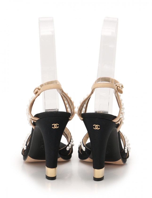 シャネル CHANEL バックストラップサンダル ヒール ココマーク 黒  